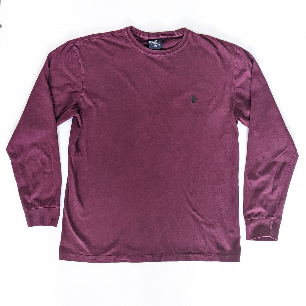 Polo By Ralph Lauren Maroon Long Sleeve Cotton Crew Neck T Shirt